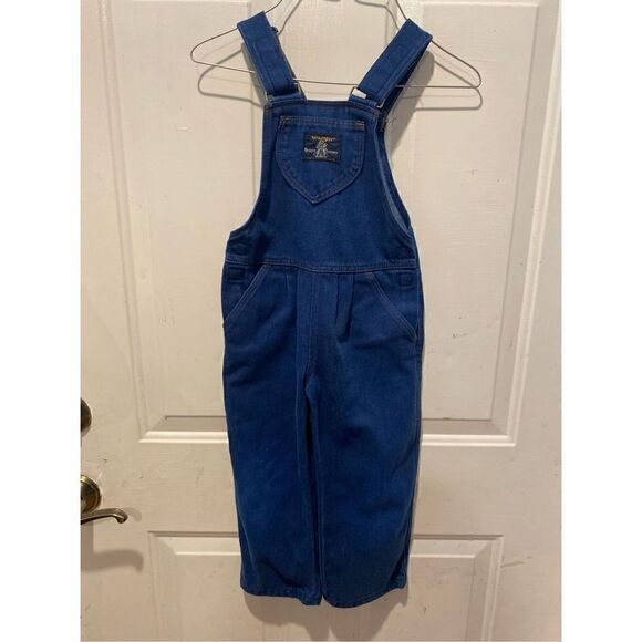 Vintage Wrangler Kids 4T denim overalls Quality Integrity Made in USA - Picture 2 of 11
